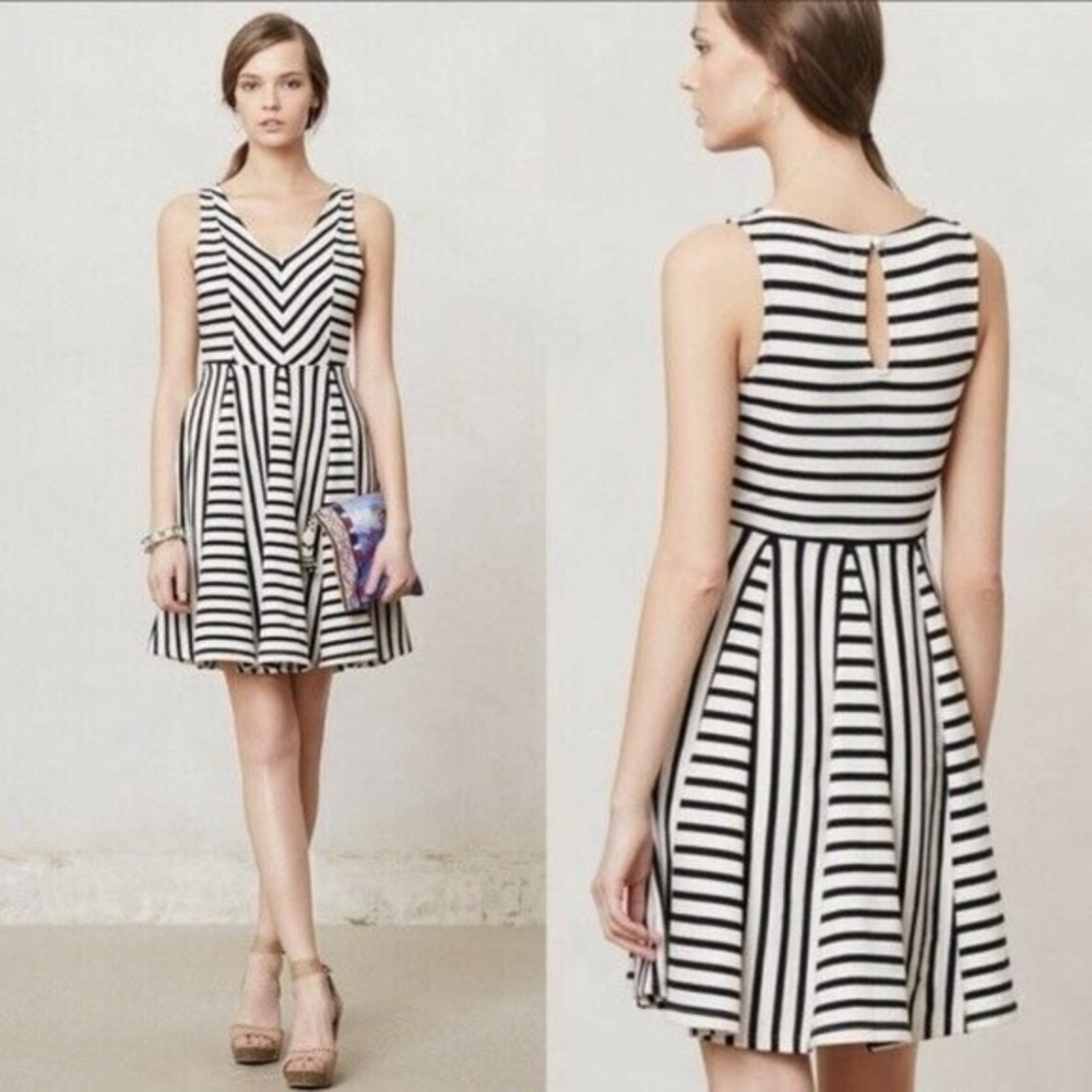 Anthropologie Saturday Sunday Fit and Flare Striped Dress Size M